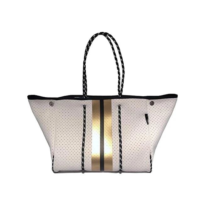 Women's Large Neoprene Handbag Striped Travel Shoulder Straps Hot Sale Fashionable Polyester Bucket for Summer Autumn Pool Beach
