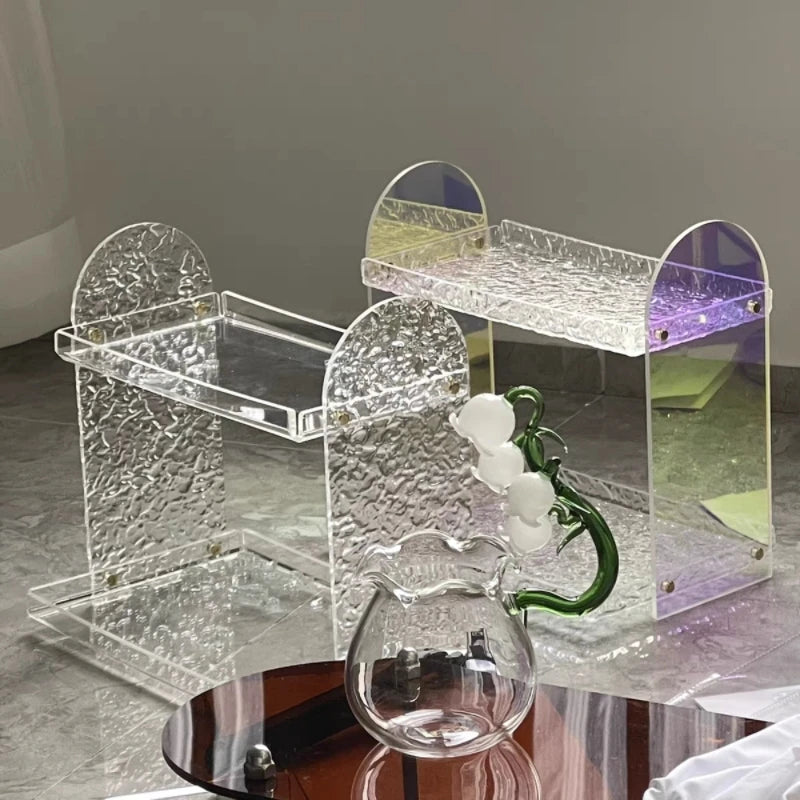 Desktop PMMA Glass Holder Acrylic Shelf Modern Customized Living Room Household Double Water Cup Storage Transparent Perfume