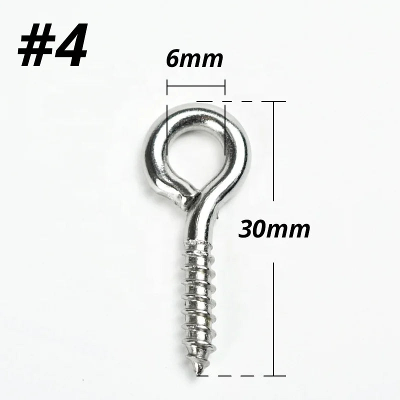 304 Stainless Steel Self-Tapping Ring Eye Bolts Hook Screw in Eye Screws #4