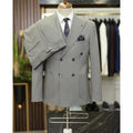 Luxury Grey Business Men Suits Peaked Lapel Bridegroom Wedding Dress Party Ceremony Tuxedos 2 Pieces(Jacket+Pants)
