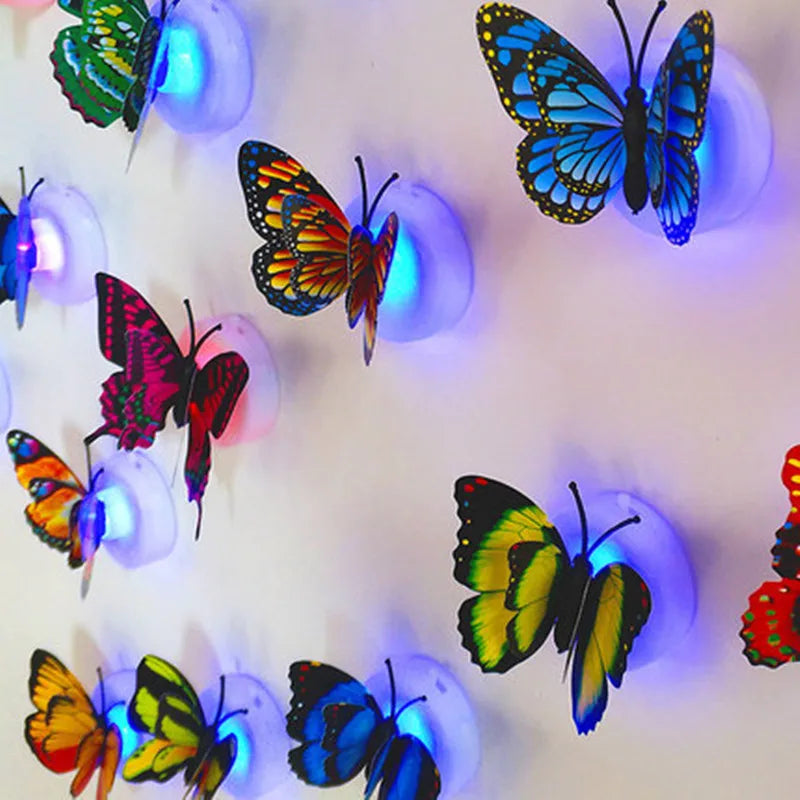 Hot Home Wall Decor Stickers Self Adhesive 3D LED Butterfly Night Light Plastic Material Customizable Party Theme