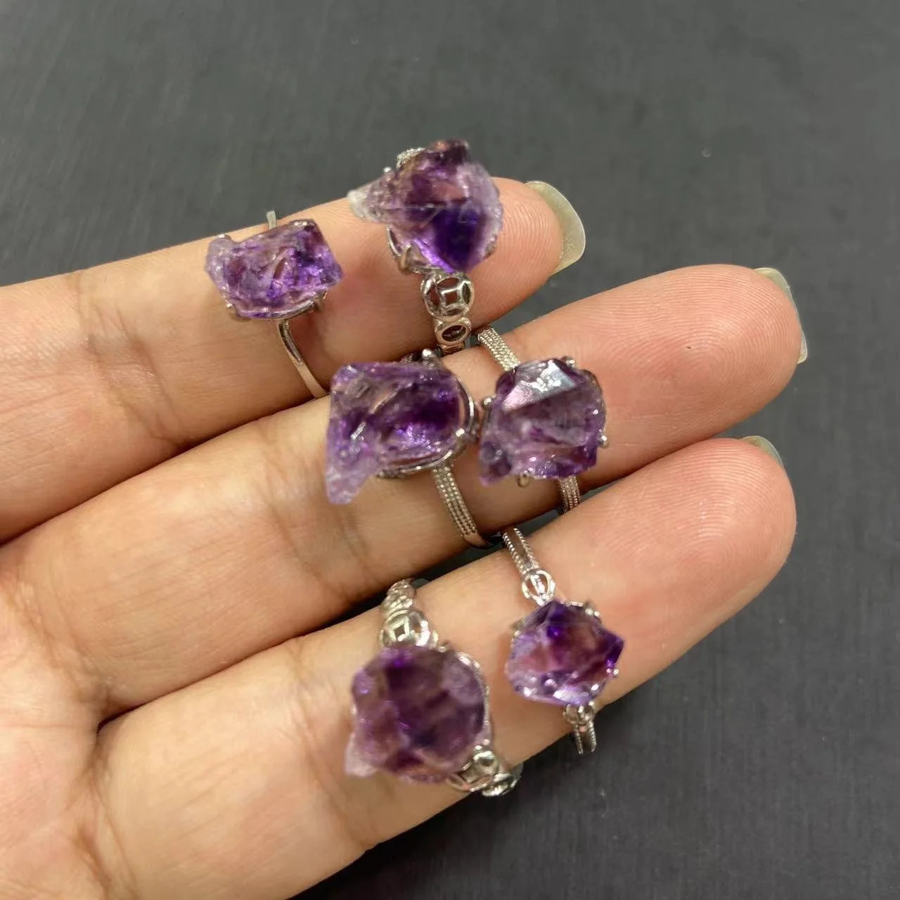S925 Silver Super Seven Raw Stone Ring  Handmade Healing Crystal Designer Jewelry for Sale