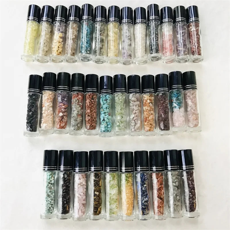 Natural Gemstones Perfume Bottles Crystal Gravel clear Glass Essential Oil Bottle