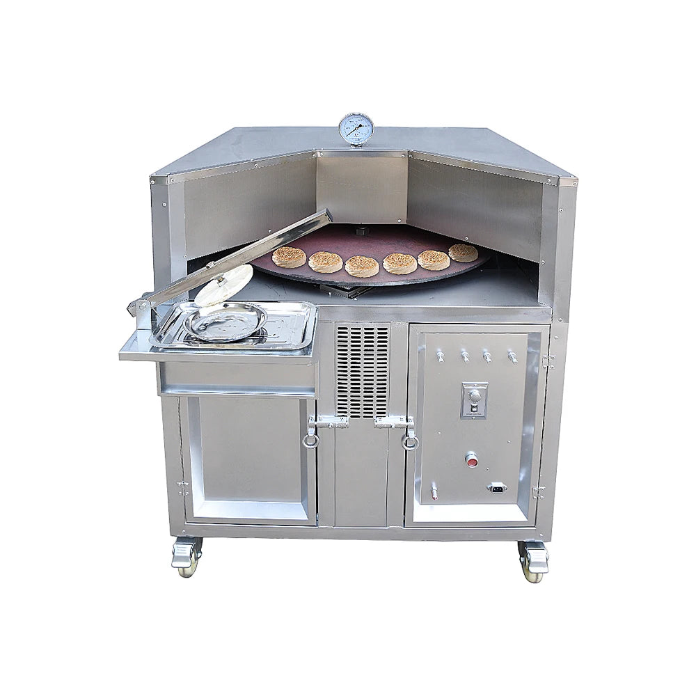 Commercial Gas Pancake Making Baking Press Machine Automatic Flour Tortilla Machine Chapati Bread Rotary Baking Oven