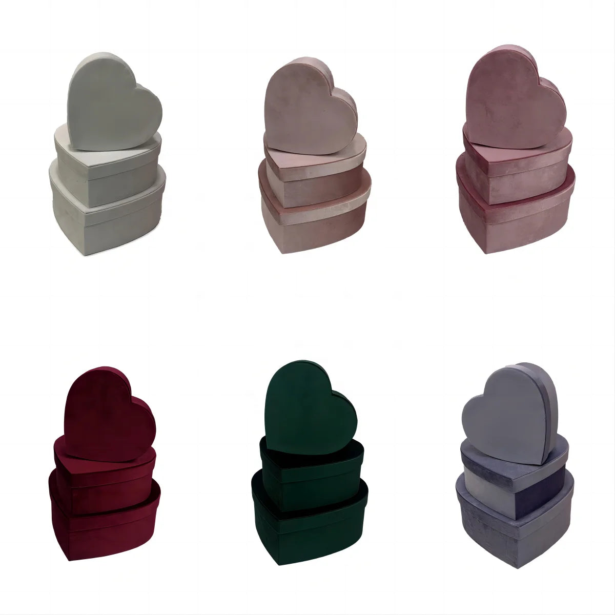 Stock (custom Accepted) Deluxe Set 3 Velvet Heart Flower Box Velvet Heart Rose Box Flower Velvet Flower Gift Box Gift