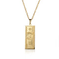 Stainless Steel Plated Dollar Bill Necklace Hip Hop Hipster Money Pendant Square Brand Accessory for Men Women Fashion Jewelry