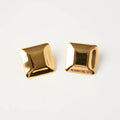 New Arrival Minimalist Stainless Steel Chunky 18k Gold Plated Square Stud Earrings