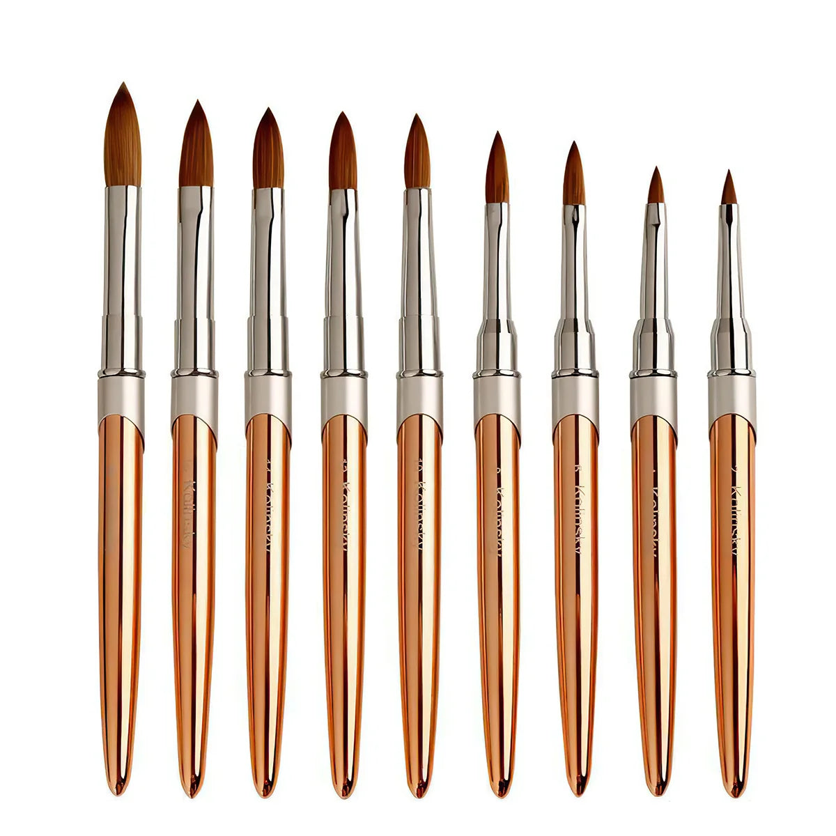 Personalized Logo Free Rose Gold Brush Pure Kolinsky Acrylic Nail Art Brush