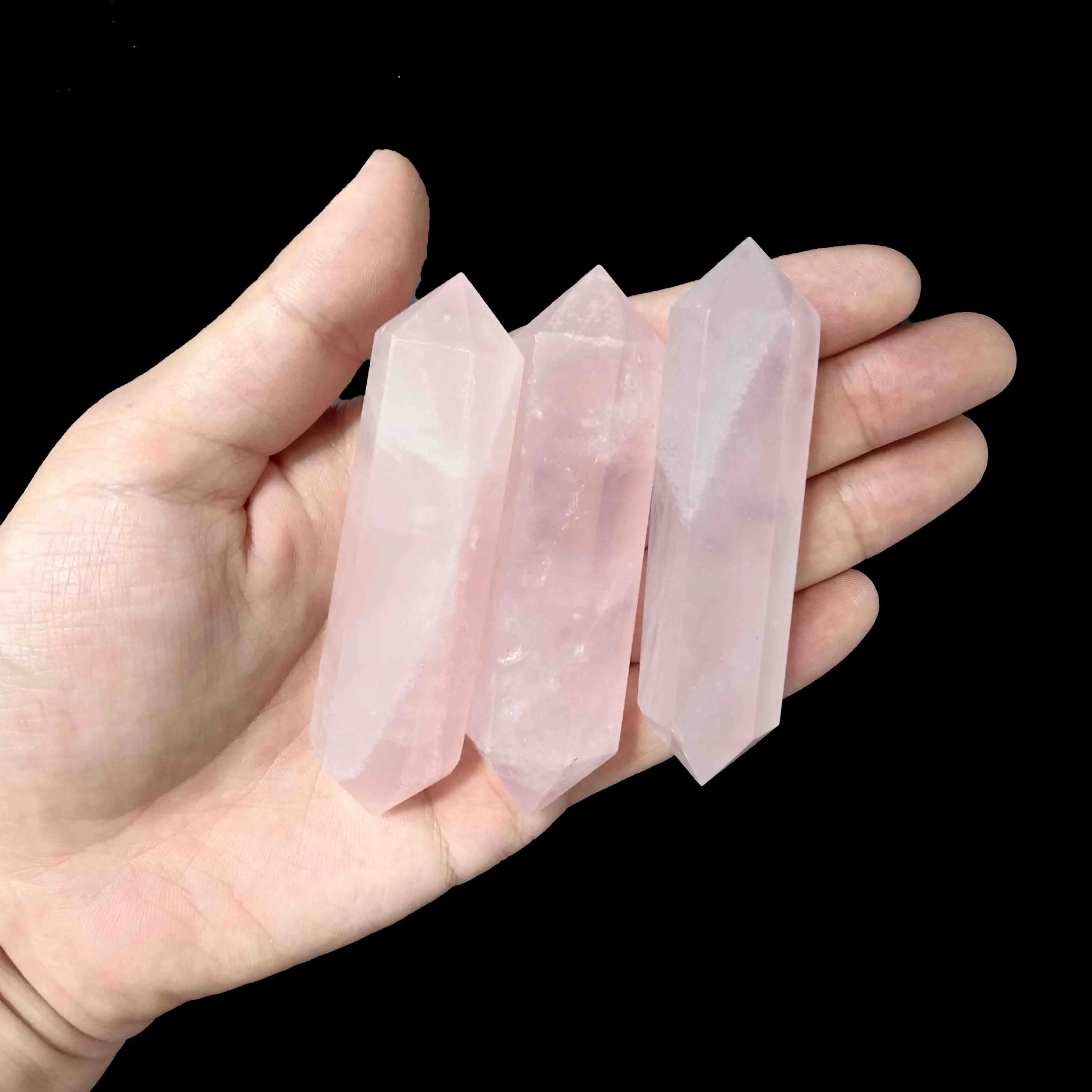 Hot Sale Quartz Healing Crystal Moss Agate Double Point  Rose Quartz Double Point for Gift