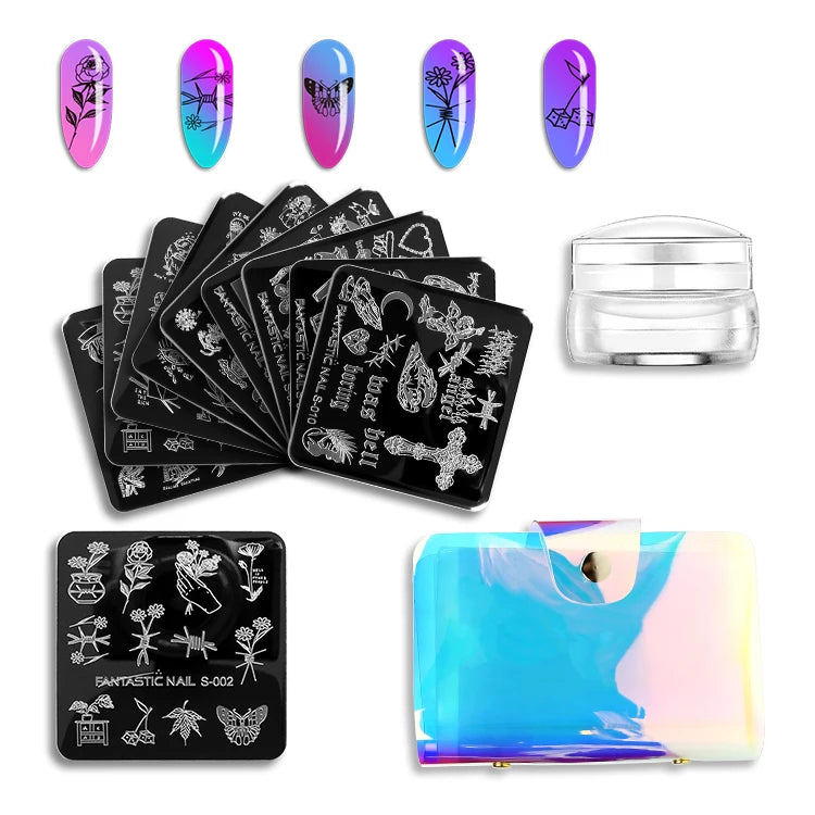 Nail Supplies Flower Butterfly Image Template Acrylic Nail Design Image Transfer Nail Art Stamping Plate