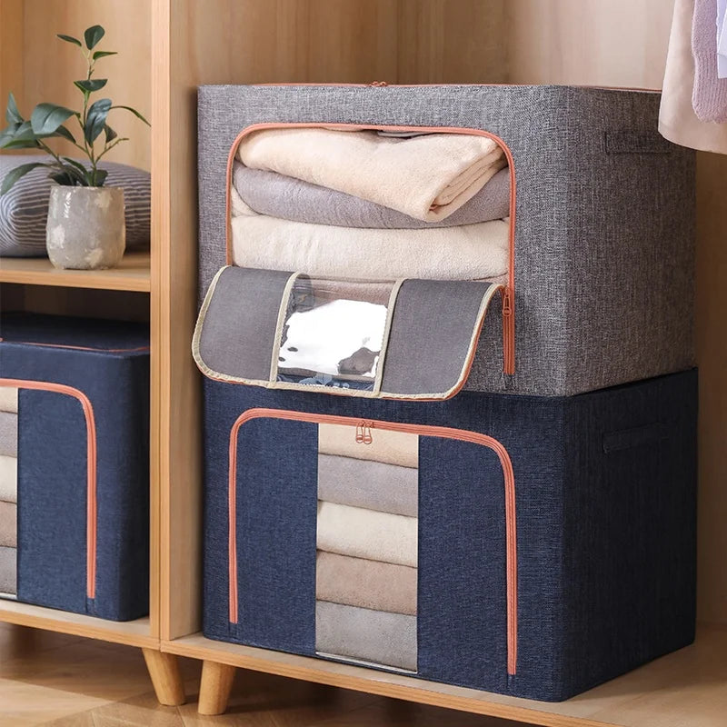 Wholesale Linen Fabric Foldable Closet Organizer Cube Bins Living Room Clothes Wardrobe Organizer Manufactured Wholesale