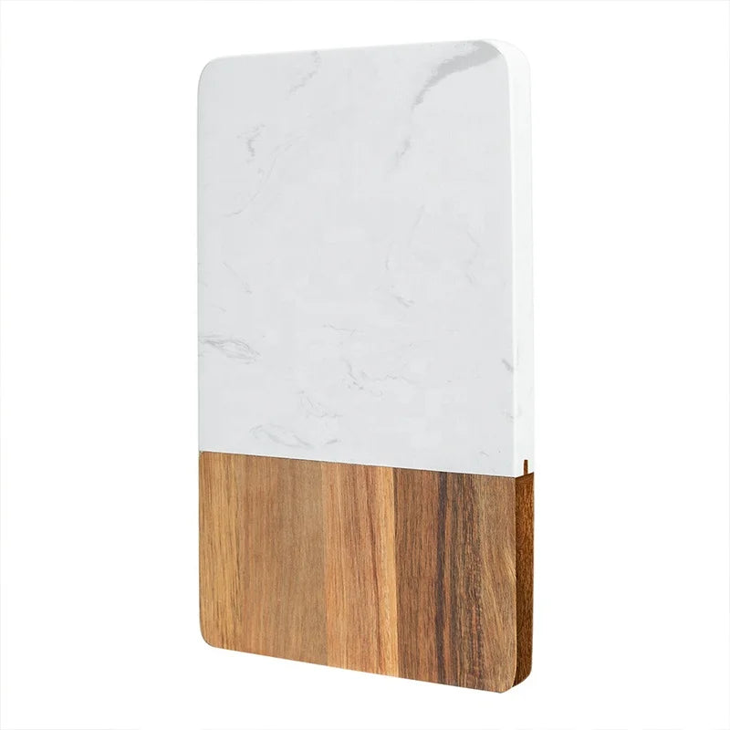 Popular Style Custom Logo Rectangle Wholesale Marble Acacia Wooden Charcuterie Cheese Board