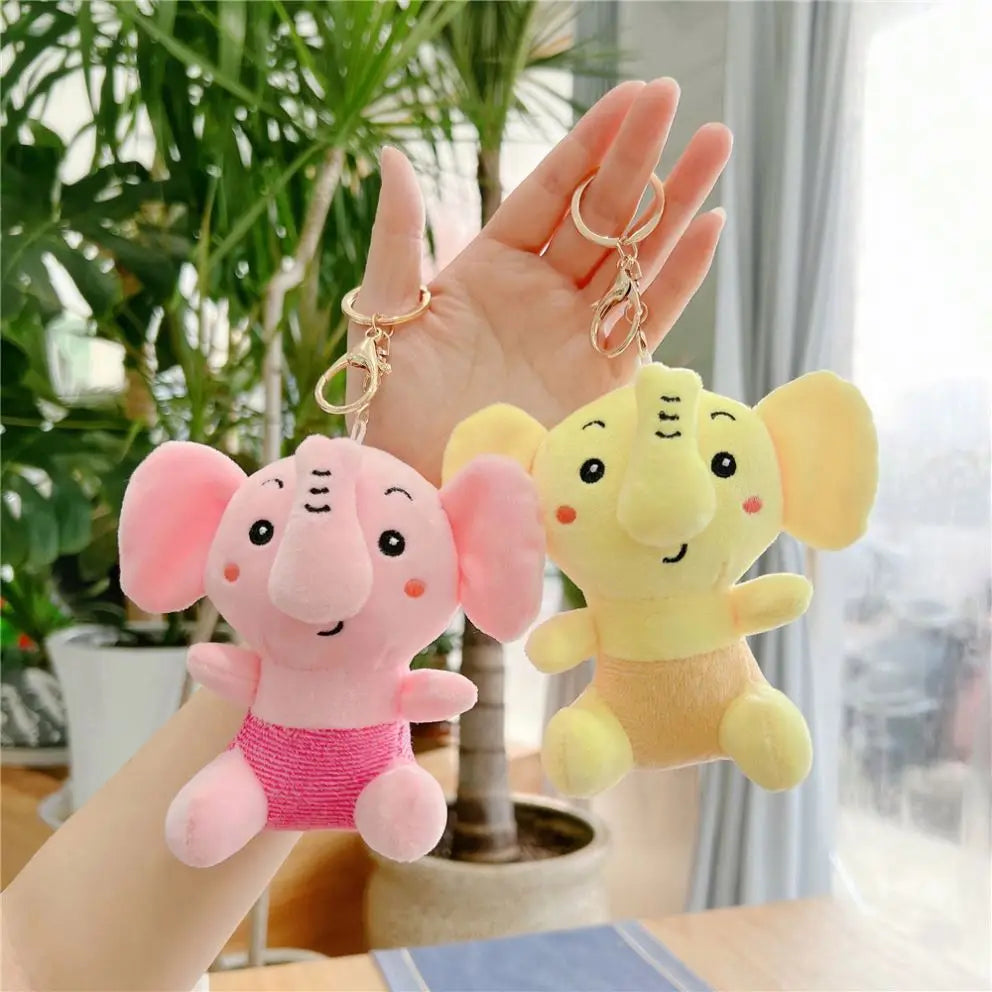 Cute Elephant Plush Toys Key Chain Soft Elephant Plush Doll Pendant for Car Bag Charm Keyring Animal Stuffed Plush Keychain Toys
