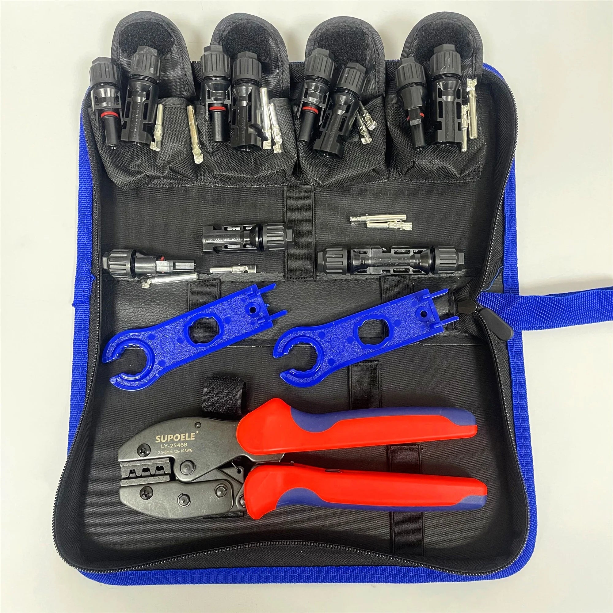 Solar Panel Crimping Tool Kit Set Plier LY-2546B 6 Pairs Male/Female Solar Cable Connectors Wrenches Carbon Steel Industrial