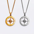 Dainty Silver Globe Pendant Necklace 25mm Compass Jewelry Stainless Steel Tarnish Free North Star Pendant Medusa Necklace