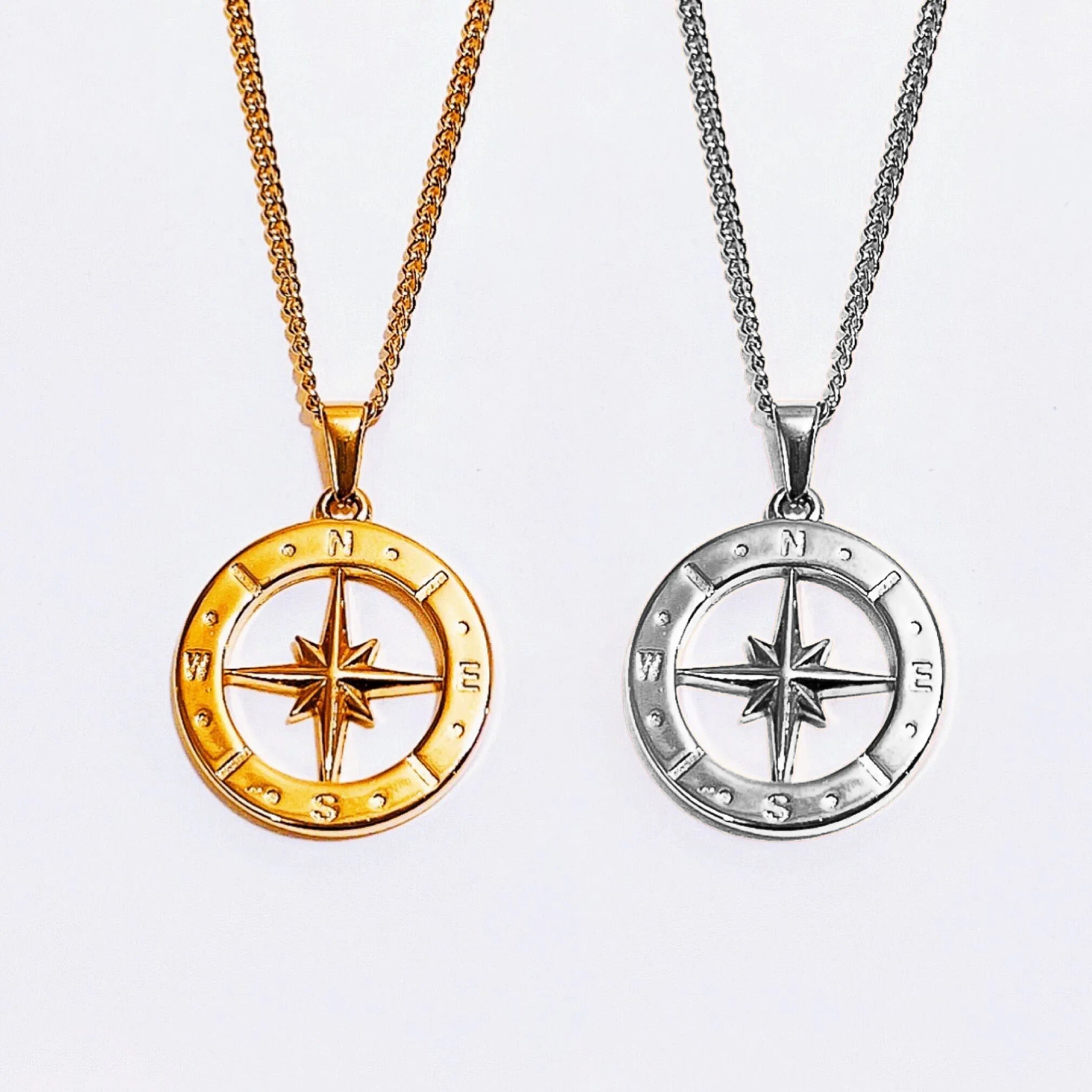 Dainty Silver Globe Pendant Necklace 25mm Compass Jewelry Stainless Steel Tarnish Free North Star Pendant Medusa Necklace