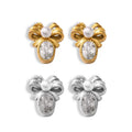 2026 Wholesale Lady's French Retro Lace Earrings 18k Gold-Plated stainless Steel ear Stud Bowknot Pearl Zircon Earrings Jewelry