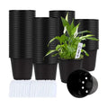 75 Pcs 0.5 Gallon Black Plastic Plant Nursery Garden Pots 6 Inches Seed Starting Pots Containers with 100 Labels