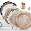 ACASA ARTO Macrame Boho Tassels Placemat Cotton Linen Eco-Friendly Heat Resistant 40x40cm Farmhouse Table Mat Decoration Carton