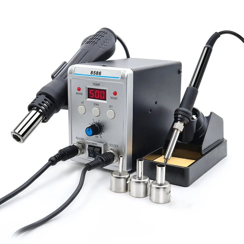 700W 2 in 1 SMD Rework Soldering Station LED Digital Display Hot Air Gun Solder Iron ESD Welding Repair Tools MegaBDM