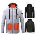 Winter Men's Thermal Quilted Puffer Jacket Hooded Stand Collar Waterproof Windproof 4-Zone Heating 3 Colors