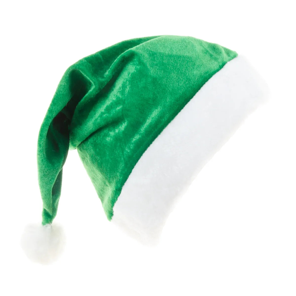 Ready to Ship Santa Claus Green Christmas Hat Character Style Polyester Hat for Party Xmas Plush Hat