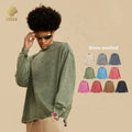 CNSHELL 270gsm Classic Hip Hop Brand Oversize Unisex Men Crew Neck Stone Wash Y2K Rib Cuff Sleeve Full Shirt