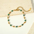 New Arrival 18k Gold Plated Stainless Steel Malachite Beads Bracelet Tarnish Free Bracelet Pulsera De Acero Inoxidable