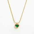 Fenny 18K Gold Plated Wholesale No Fade Elegant Luxury Heart Zirconia Pendant Rice Beads Chain Stainless Steel Necklace