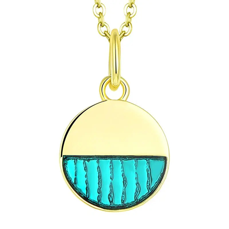 Simple Style 925 Sterling Silver Gold Plated Enamel Round Custom Smart RFID CHIP NFC Pendant for Necklace Making