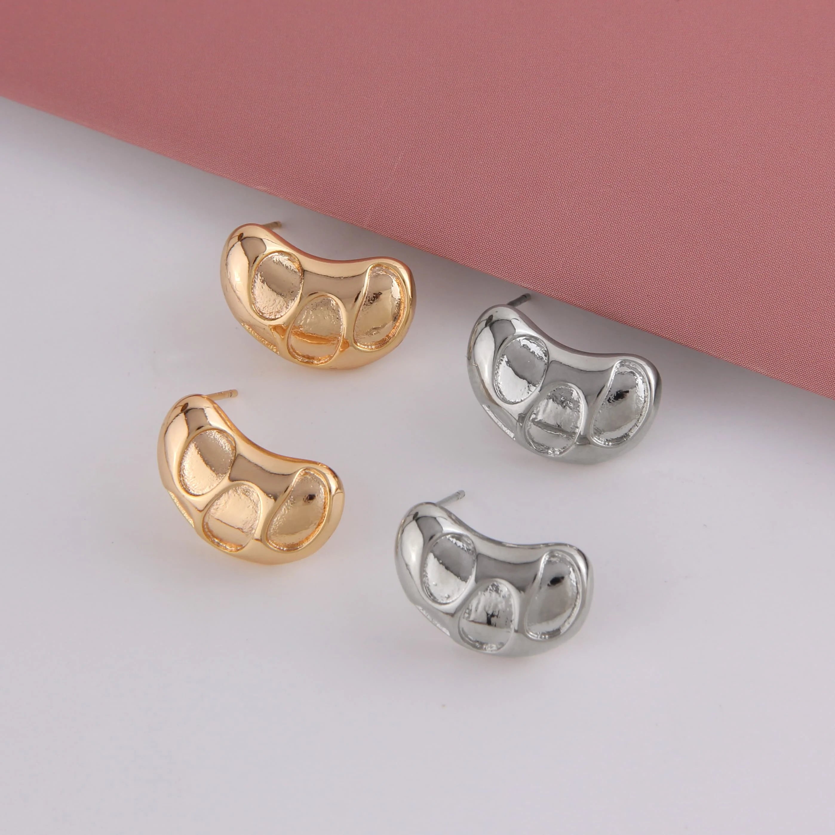 INS High-End Concave and Convex Stud Earrings for Women Versatile Geometric Design Cute Style Brass Jewelry for Anniversary