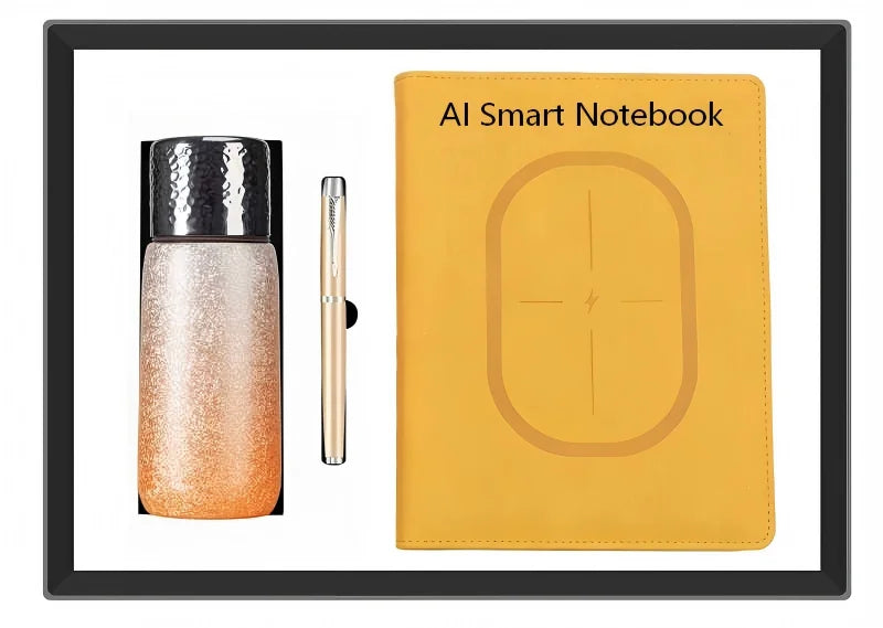Wholesale DHgifts Luxury Exquisite Business Sets A5 AI Power Bank Notebook Stainless Steel Pen with Vacuum Cup Gift Set