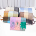 Autumn Winter Luxury Pashmina Scarf Shawl New Thickened Thermal Coarse Tassels European Circle Yarn Lattice Color Logo