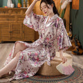 Bathrobes Women Long Nightgown for Women Floral Print Sexy Nightwear Kimono Luxury Satin Robe Sleepwear