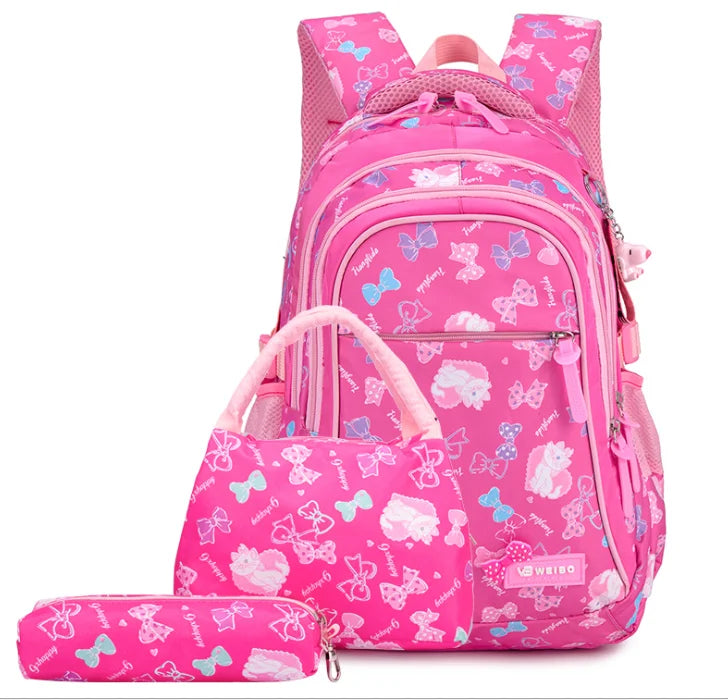 2021 Customized Design Student School Bag Waterproof Large Capacity Backpack Three-Pieces Set Bookbag for Kids