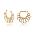 Laodun INS Popular Women Jewelry S925 Huggie Earrings Geometric Minimalist Carved Sterling Silver Zircon Earrings Vermeil