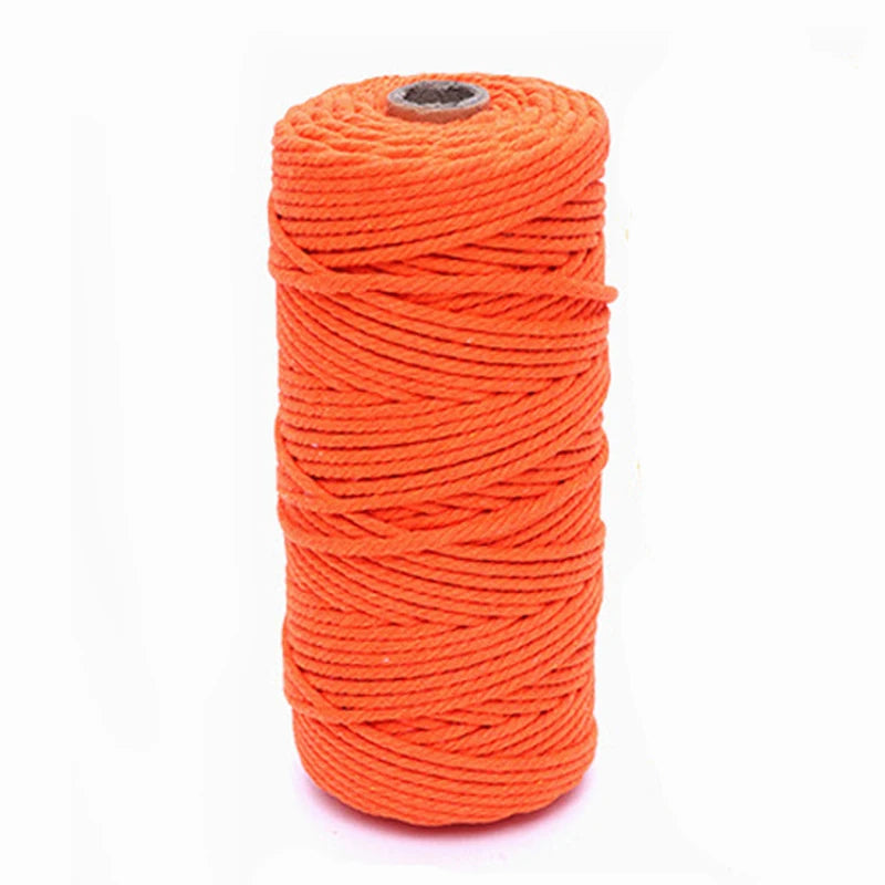 4mm Macrame Chunky Cotton Rope Cord 100% Cotton Custom Length Coated Finish Twisted for Shoes Bags Garments Home Textiles