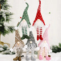 New Batch Christmas Plaid Hat Old Man Dwarf Hanging Leg Pendant Creative Faceless Doll Ornaments Knitted Fabric 40x10cm