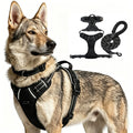 Dog Harness No-Pull with 2 Leash Clips Adjustable Reflective Solid Nylon Vest for Large Dogs