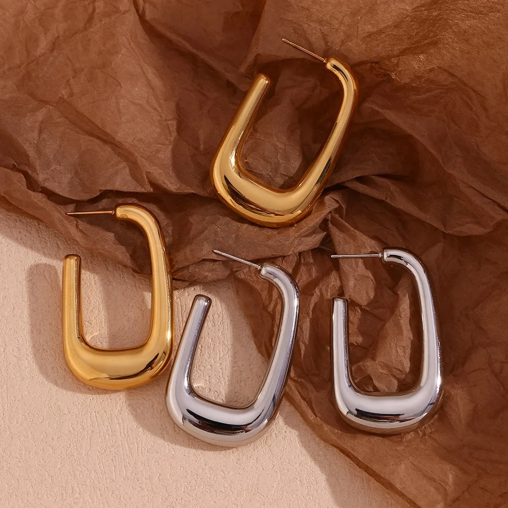 Minimalist Jewelry Hollow Gold Hoop Earrings Tarnish Free Water Resistant Gold Jewelry Stainless Steel Earrings
