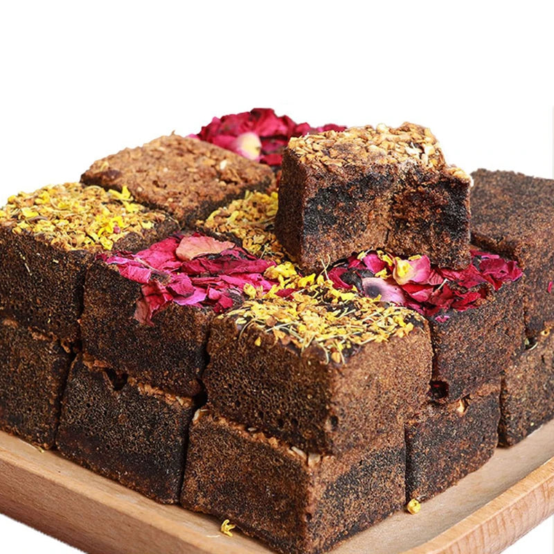 Natural Brown Sugar Blended Dried Flowers Tea Handmade Ginger Cubes Flavors Rose Flowers Healthy Herbal Tea Black Sugar Cubes