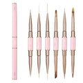 Nail Art Brushes Thin Fine Liner Striping Detail Gel Polish Nail Liner Brush Double-headed Kolinsky & Nylon 6 Pcs Jiangxi 20g