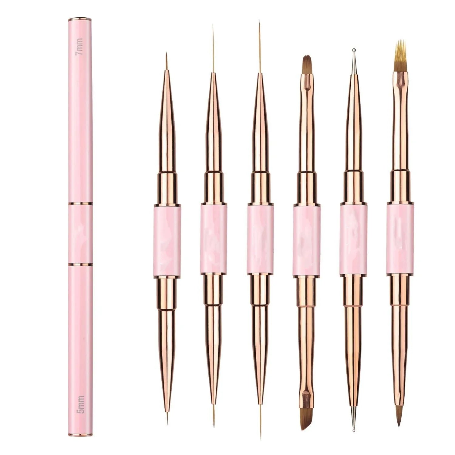Nail Art Brushes Thin Fine Liner Striping Detail Gel Polish Nail Liner Brush Double-headed Kolinsky & Nylon 6 Pcs Jiangxi 20g