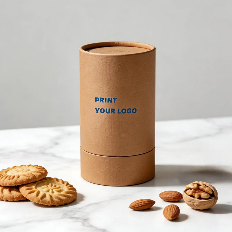 Factory Custom Color Logo Printing High-End Snack Biscuits Tea Coffee Cylinder Food Grade Material Packaging Kraft Paper Tube