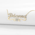 Women's Custom Name Gold Plated Stainless Steel Necklace Ice Out Zircon Inlaid Glittering Name Pendant Necklace