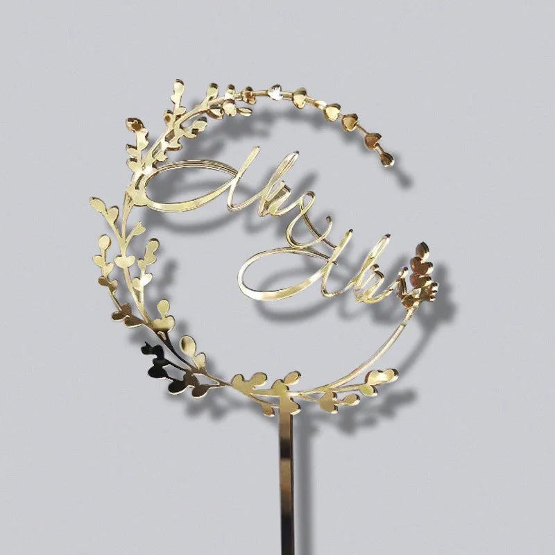 Wedding Acrylic Cake Decoration for Wedding Party Supplies Gold Silver Mr. Mrs Wedding Acrylic Cake Toppers