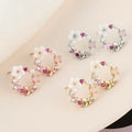 Hot Selling Romantic Circle Earrings Butterfly Flower Earrings Zircon Pearl Stud Earring for Women