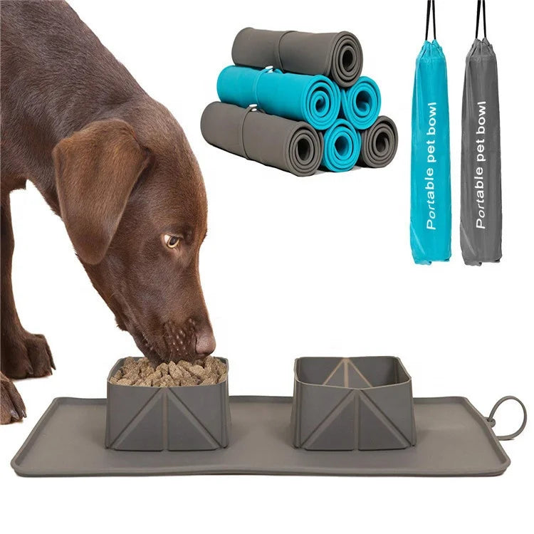 Accept Custom Logo Pet Food Silicone Folding Bowl Drinking Outdoor Portable Feeder Bowls Silicone Pet Bowls & Feeders