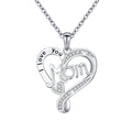 Wholesale Mother's Day Gift 925 Sterling Silver MOM love Zircon Heart Shaped Pendant Fine Jewelry Necklaces for Women