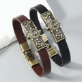 New Design Vintage Anchor Helm Leather Cuff Bracelet Antique Bronze Plated Men's Jewelry
